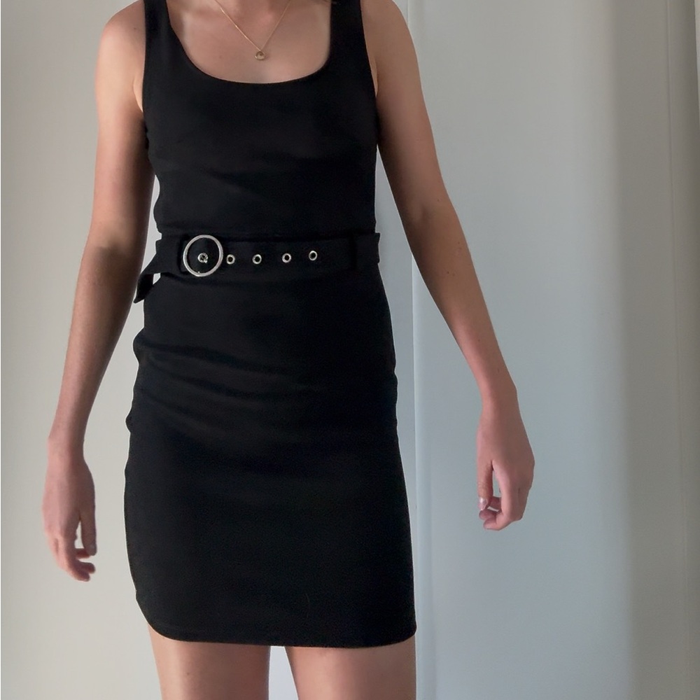 Elegant Black Belted Dress